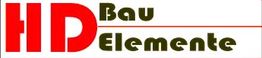 Rotes "HD" und schwarzer Text "Bau Elemente" auf weißem Hintergrund.