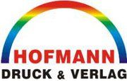 Logo von Hofmann Druck & Verlag, ein Regenbogen über dem Firmennamen.