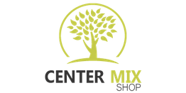 Logo com árvore verde e as palavras "CENTER MIX SHOP".