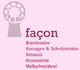 Logo von façon mit Text: Brautmoden, Korsagen, Dessous, Accessoires und Maßschneiderei.