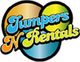 Logo with colorful circles, text: "Jumpers N Rentals".