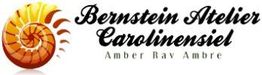 Logo des Bernstein Ateliers Carolinensiel mit einer bernsteinfarbenen Spirale.
