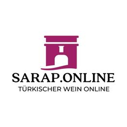 Logo von Sarap.Online mit Text "Türkischer Wein Online" in lila und schwarz.