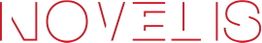 Roter Schriftzug "NOVELIS" auf weißem Hintergrund.