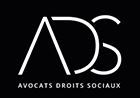 Logo ADS sur fond noir, texte blanc: "AVOCATS DROITS SOCIAUX".