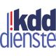 Logo mit Text "kdd dienste" in Blau und Rot auf weißem Hintergrund.