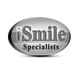 Oval silver logo with "iSmile Specialists" text and a small tooth icon.