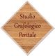 Diamante di legno con testo "Studio Grafologico Peritale" in marrone.