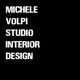Testo bianco su sfondo nero: "Michele Volpi Studio Interior Design".