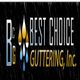 Logo of "Best Choice Guttering, Inc." with raindrop graphics on a dark background.