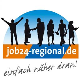 Silhouetten von Menschen vor einem Logo mit der Aufschrift "job24-regional.de, einfach näher dran!"