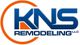 Logo of KNS Remodeling LLC with blue letters and an orange circle design.