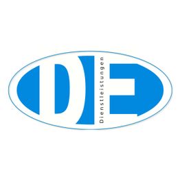 Ovales Logo mit den blauen Buchstaben "DIE". Text: "Dienstleistungen" vertikal angeordnet.