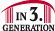 Textgrafik: "In 3. Generation" mit stilisiertem roten Bogen.