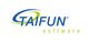 Logo von Taifun Software mit blau-grünem Wirbel und Schriftzug.