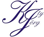 Elegantes, geschwungenes Logo: „KJ Yörg“ in dunkelblauer Schrift auf weißem Hintergrund.