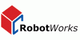 Logo von RobotWorks mit roter und blauer Würfelgrafik links vom Schriftzug.