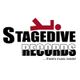 Logo von Stagedive Records mit rotem Symbol und Slogan „... there's music inside!“.