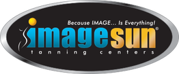 Logo for Image Sun Tanning Centers with slogan "Because IMAGE... Is Everything!" on black oval background.
