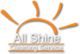 Logo of "All Shine Cleaning Service" with an orange sunburst design.