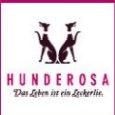 Zwei stilisierte Hunde neben "HUNDEROSA", darunter "Das Leben ist ein Leckerlie."