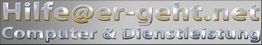 Text in Silber: "Hilfe@er-geht.net Computer & Dienstleistung".
