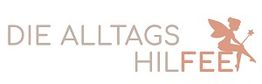 Logo mit Schriftzug "DIE ALLTAGS HILFEE", daneben eine stilisierte Fee mit Zauberstab.