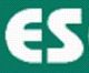 Buchstaben "ES" in Weiß auf grünem Hintergrund.