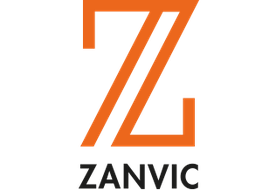 Logotipo de Zanvic con una "Z" grande en naranja sobre fondo blanco.