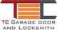 Logo of TC Garage Door and Locksmith with red, orange, and gray design elements.