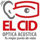 Logotipo de El Cid Óptica Acústica, incluye un ojo y una oreja estilizados. Texto: "Tu mejor punto de vista".