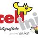 Logo con testo "celini" e un cane giallo sopra. Scritta "Artigrafiche print dal 1978".
