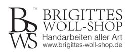 Logo von Brigittes Woll-Shop mit URL und Slogan "Handarbeiten aller Art".