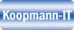 Logo mit dem Text "Koopmann-IT" auf blau-weißem Hintergrund.