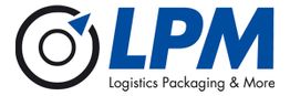 Logo von LPM: Schwarzer Kreis mit Pfeil, daneben der Text "LPM Logistics Packaging & More".