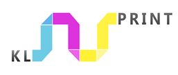 Logo mit den Buchstaben KL und PRINT, verbunden durch bunte geometrische Formen in Cyan, Magenta, Gelb.