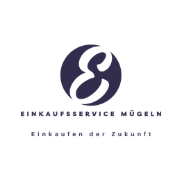 Logo mit stilisiertem "E", dem Text "Einkaufsservice Mügeln", "Einkaufen der Zukunft".