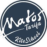Logotipo circular azul con texto: "Matos Tarifa KiteSchool".