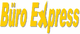 Gelbes Logo mit der Aufschrift "Büro Express" in verspielter Schriftart.