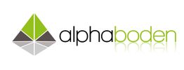 Logo von AlphaBoden, ein grünes und graues Dreieck mit dem Schriftzug „alphaboden“.