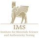 Logo des IMS mit geflügeltem Stier und Schriftzug „Institute for Materials Science and Authenticity Testing“.