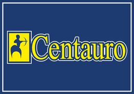 Logo blu e giallo con la scritta "Centauro" e un disegno di centauro che tende un arco.