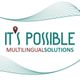 Texto: "It's Possible Multilingual Solutions" con líneas curvadas decorativas.