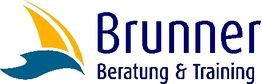 Logo von Brunner Beratung & Training mit einer stilisierten gelben Segelgrafik.
