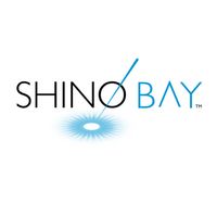 Shino Bay logo with a stylized needle and a circular blue light effect beneath the letter "O".