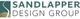 Logo of Sandlapper Design Group with abstract design on the left.