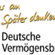 Logo mit „Früher an Später denken!“, Deutsche Vermögensberatung und goldener Weltkugel.
