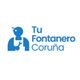 Logo azul de un fontanero con texto "Tu Fontanero Coruña".