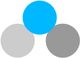 Drei Kreise: Oben blau, unten links hellgrau, unten rechts mittelgrau.