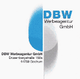 Logo der DBW Werbeagentur GmbH mit Adresse in blauen und grauen Farbtönen.